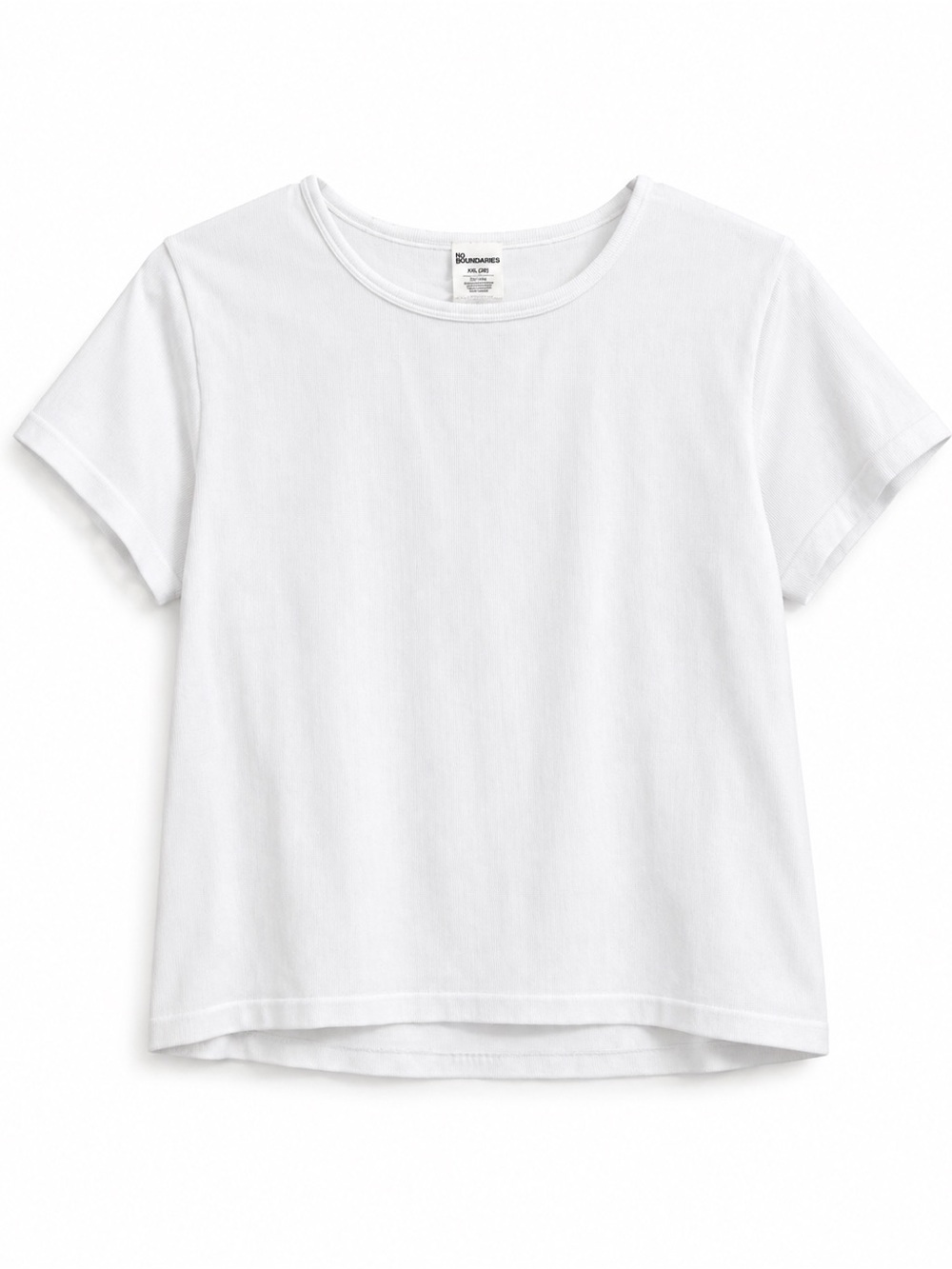 Y2K Cropped Ribbed Baby Tee Crew Neck White Top Size XXL